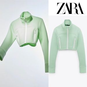 NWT ZARA apple green crop jacket